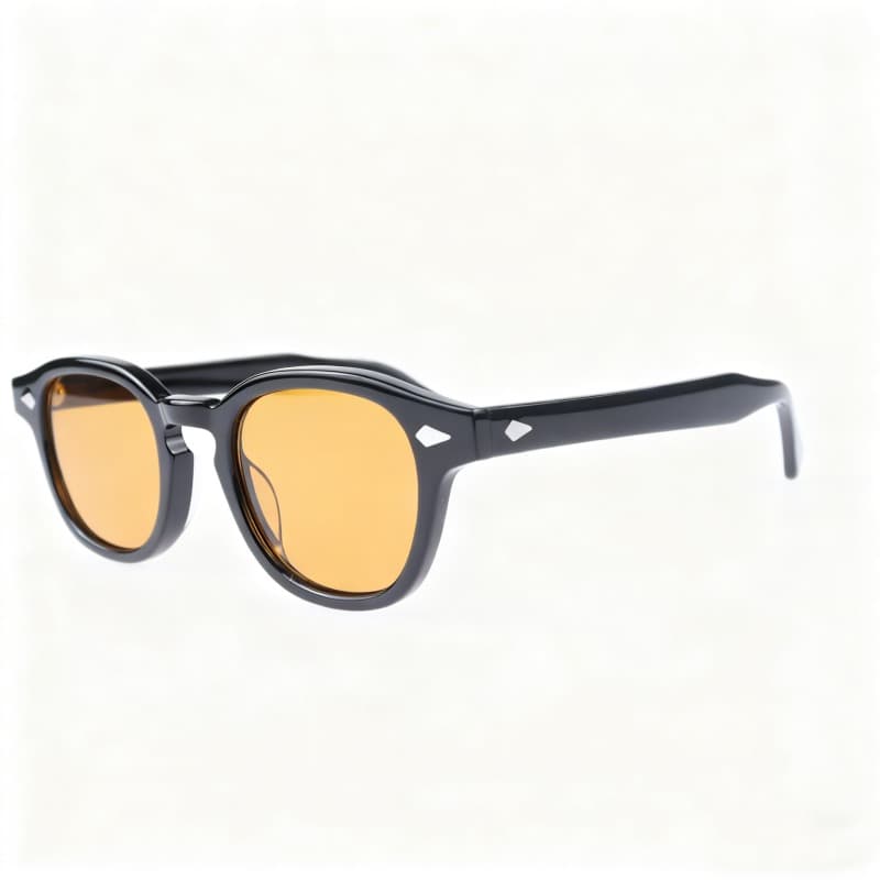 Lunettes de soleil vintage noires - Verres jaunes - Style classique