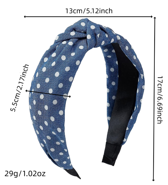 Bandeaux en denim noués à pois rayés bleus en tissu-2 Pièces
