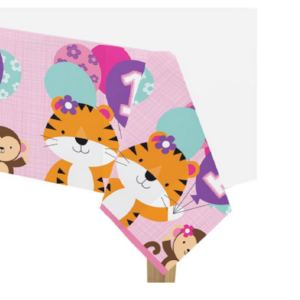 Nappe de table 1er Anniversaire Fille & Animaux