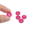 Boutons ronds et plats en résine à 4 trous rose foncé