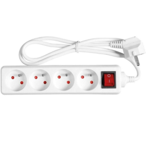 Rallonge Multiprise électrique INGELEC 5 prises 2P+T avec bouton interrupteur - 1.5 mètres long du câble blanc