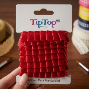 Garniture plissée au couteau gros-grain rose néon