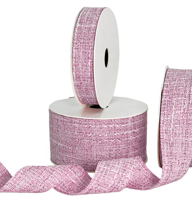 Ruban bouclé rose de luxe