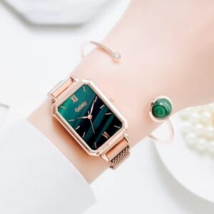 Montre bracelet de luxe en alliage haut de gamme – cadran vert élégant.