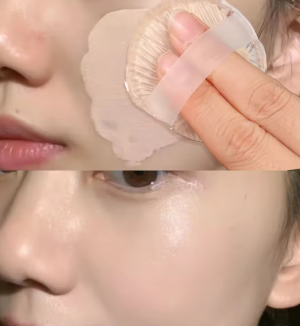 3 pièces-Éponge de maquillage en silicone transparente pour femmes